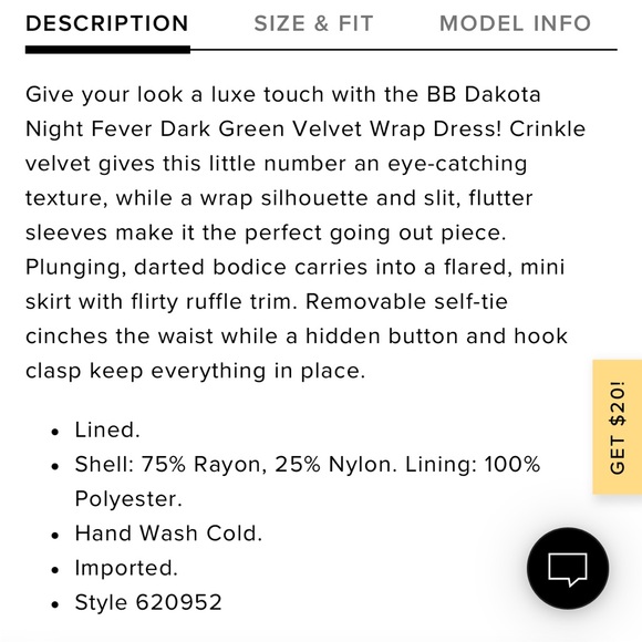 BB Dakota dark green velvet wrap dress - Picture 6 of 6